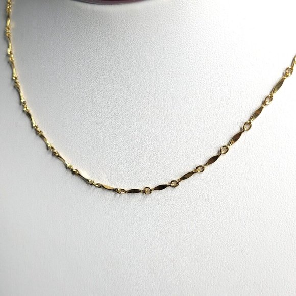 Vendome Signed Twisted Bar Link Chain Gold Tone Metal Fashion Necklace 14 in - Picture 2 of 6